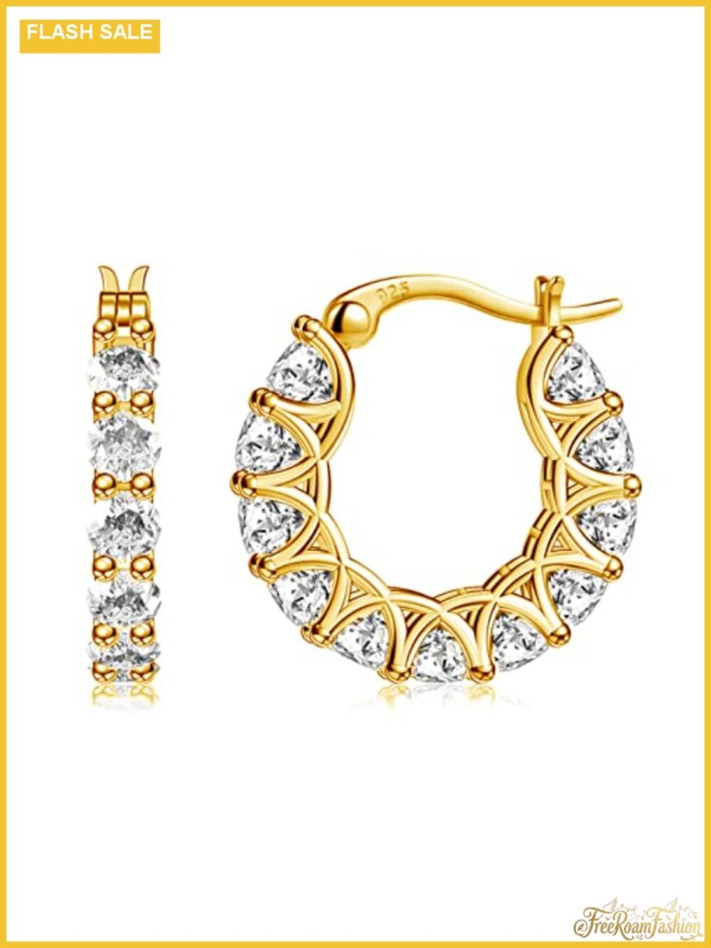 Sterling Silver Cubic Zirconia Hoop Earrings 14k Gold Huggies Hypoallergenic